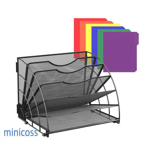 MINICOSS Fan Shaped Desk File Organizer, 6 Compartments For Filing